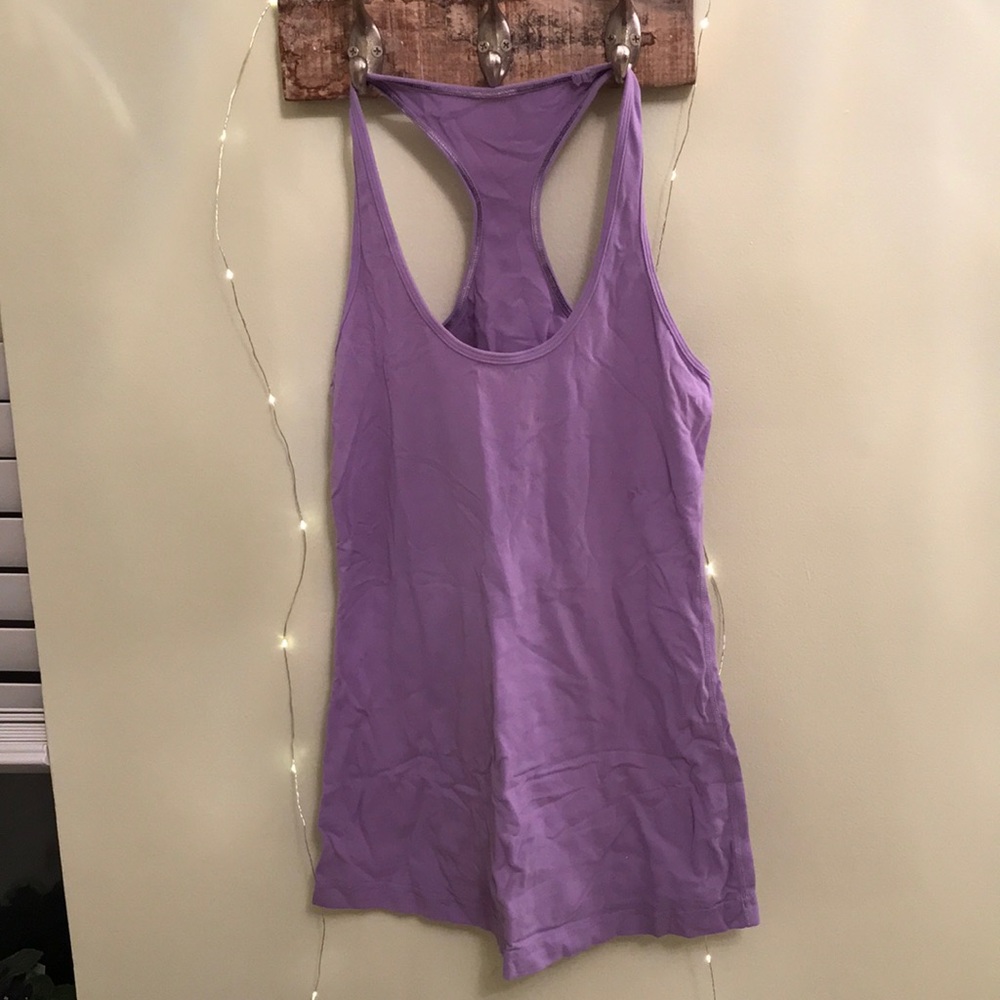 Purple lululemon work out Razorback tank